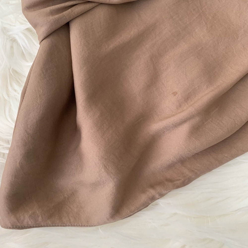 Helmut Lang Asymmetrical Draped V-Neck Tan Blouse - image 8